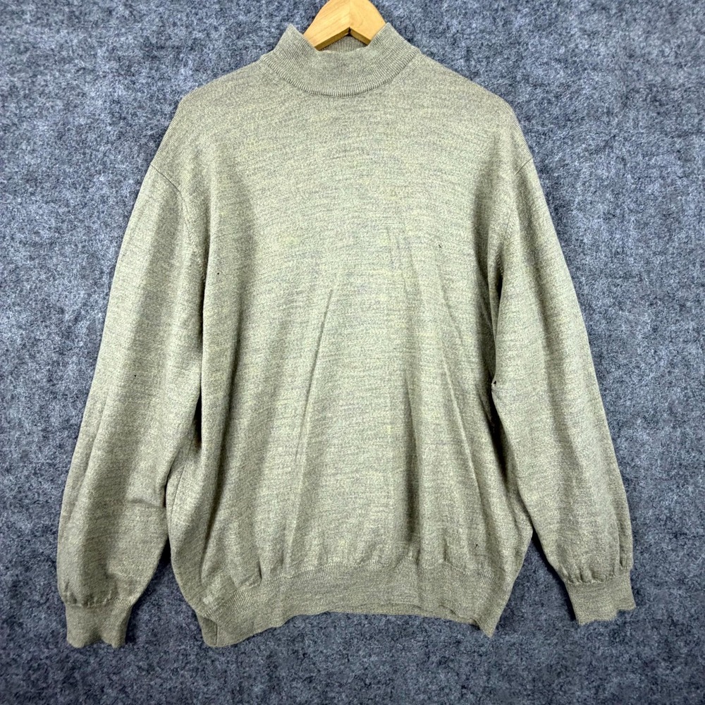 Valda Collection Sweater Mens 2XL Sage Green Merino Wool Mock Neck Italian